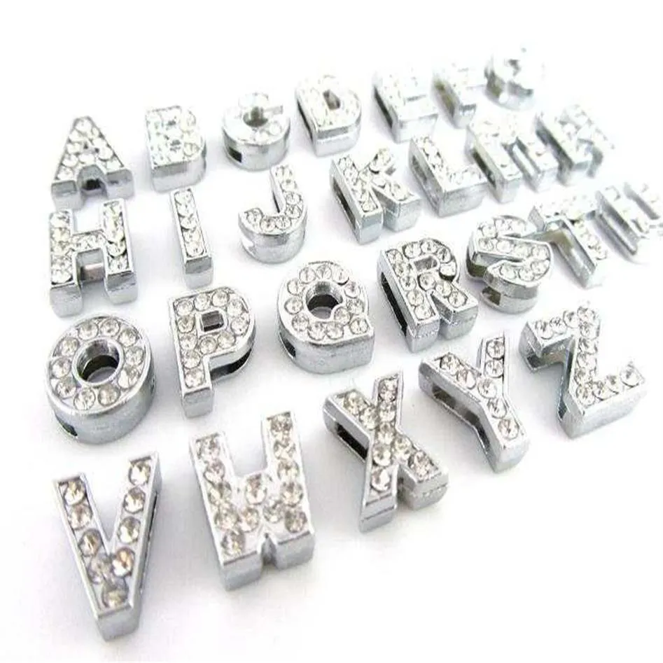 CHEAP 260Pcs Lot DIY Slide Letters With Rhinestone Charms For 10mm 8MM Pet Dog Collars 290B