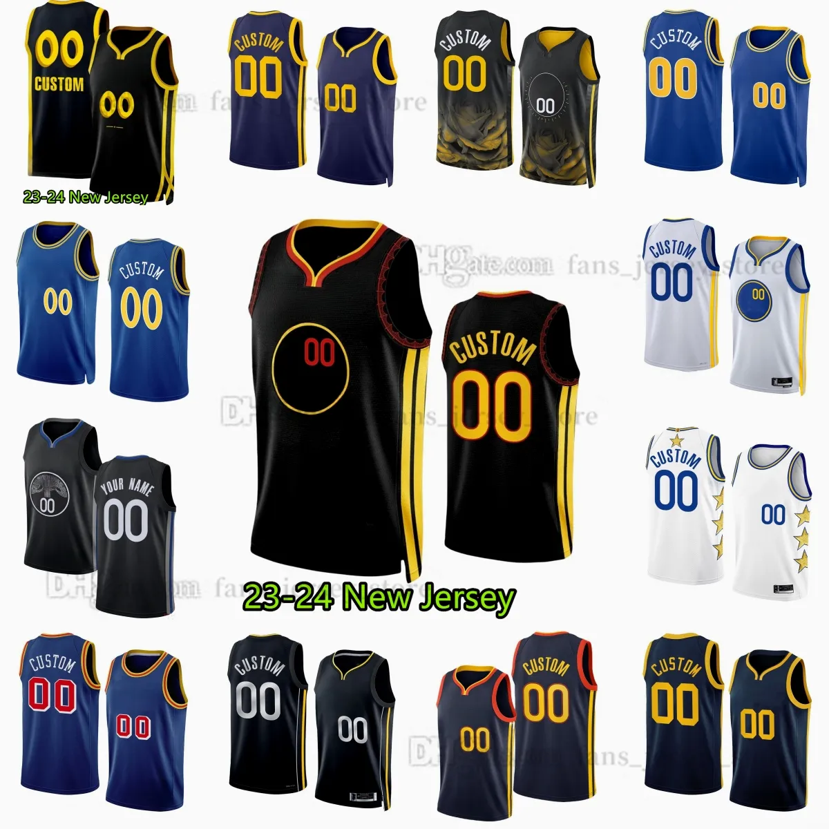 Op maat gemaakte basketbalshirts voor het nieuwe seizoen 2023-24 Stephen Curry Thompson Chris Paul Cory Joseph Donovan Williams Usman Garuba Trayce Jackson-Davis Moses Moody