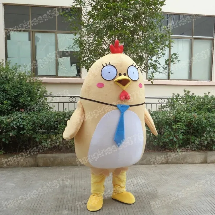 Taglia per adulti Costumi mascotte di pollo giallo Personaggio dei cartoni animati Vestito Vestito di carnevale Taglia per adulti Halloween Festa di Natale Abiti di carnevale per uomo Donna