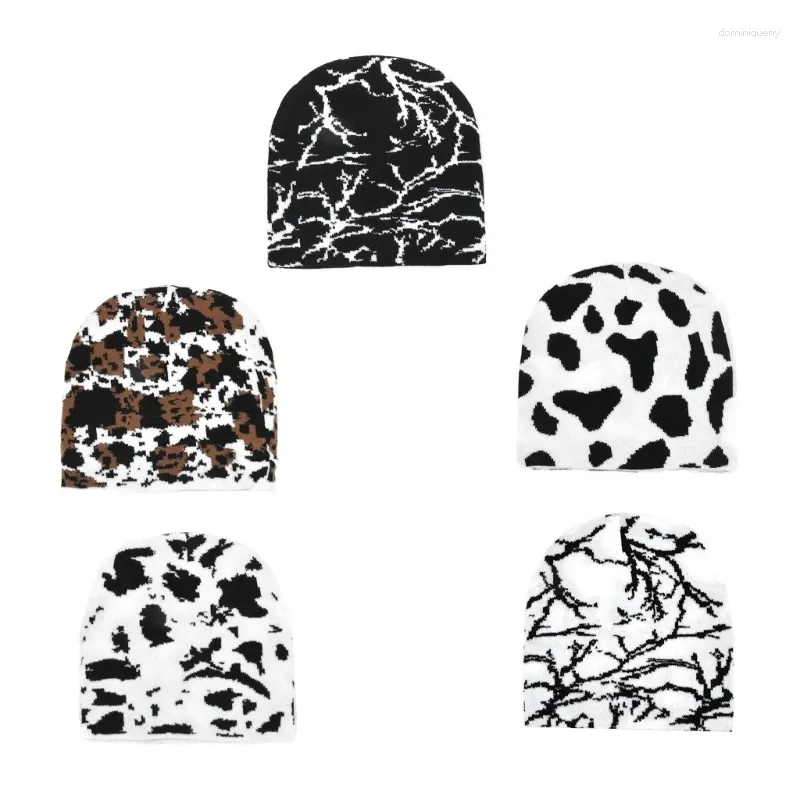 Baretten Unisex Beanie Hat Zwart Wit Cap Hip Hop Y2K Winter Warm Voor Outdoor DXAA