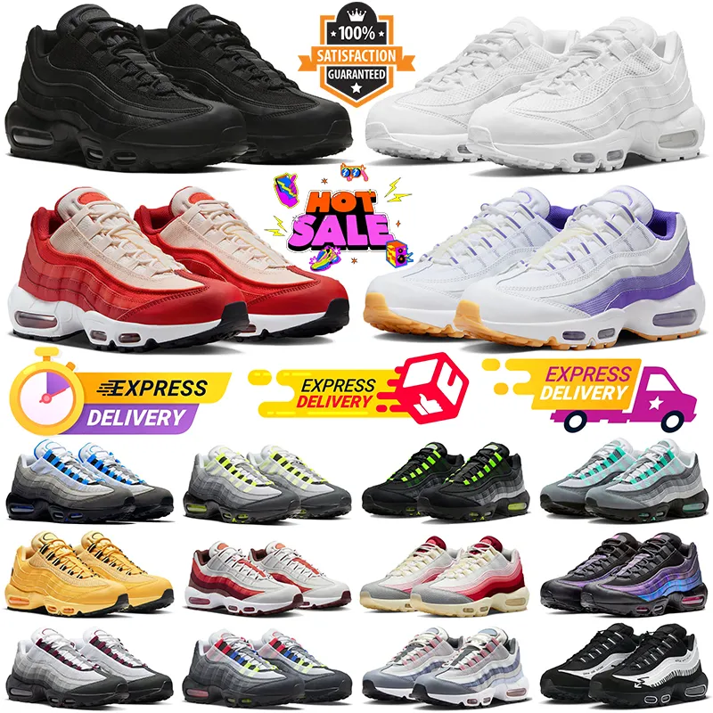 2024 OG 95 RUNNINGskor Män kvinnor 95S Vit Purple Mystic Red Triple Black Crystal Blue Pink Beam Black Neon Dark Redetroot Fish Maxs Mens Trainers Outdoor Sneakers