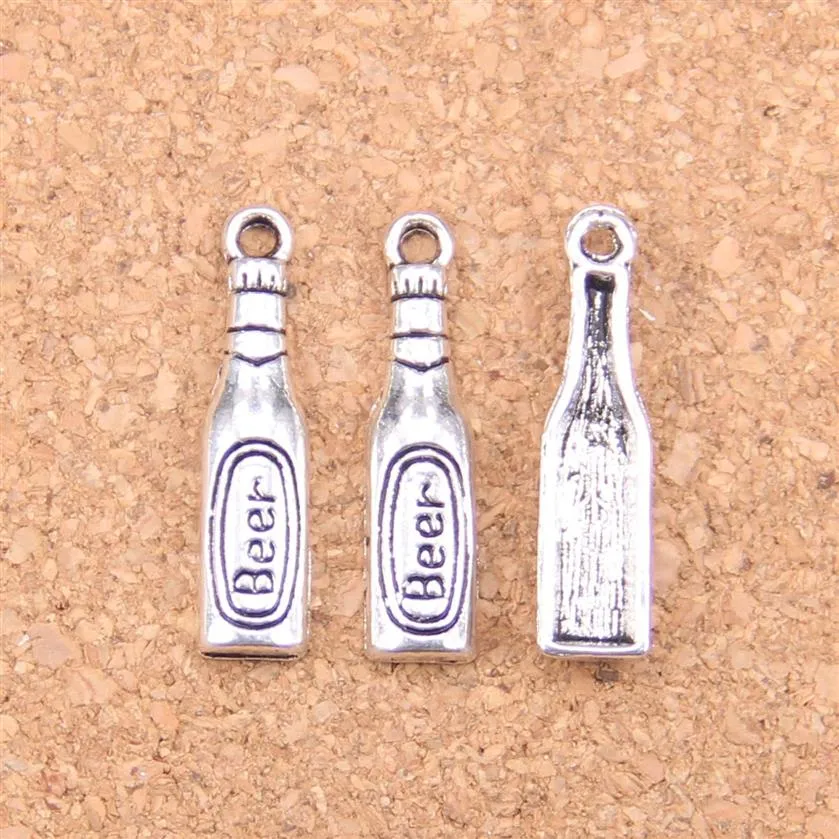 150pcs Antique Silver Bronze Plated beer bottle Charms Pendant DIY Necklace Bracelet Bangle Findings 24 6mm274O
