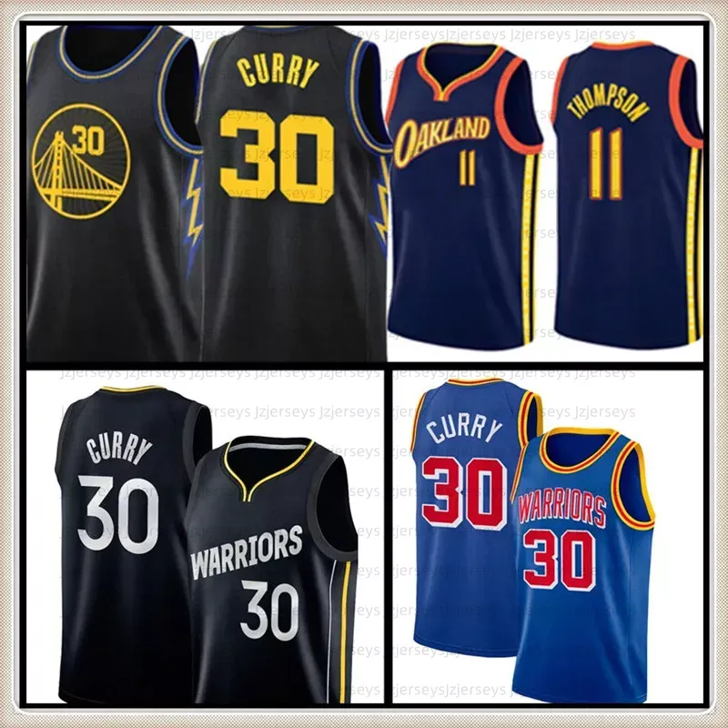 Golden States Stephen 30 Curry Jersey Klay 11 Thompson James 33 Wiseman baskettröjor Män S-XXL Högkvalitativ 2022 Blue