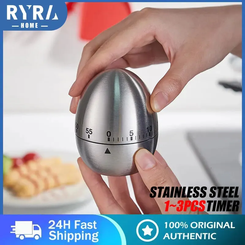 Kitchen Timers Kitchen Supplies Stainless Steel Egg Clock Kitchen Timer Alarm Count Up Down Clock 60 Minute Countdown Cooking Accessories Tools 231216