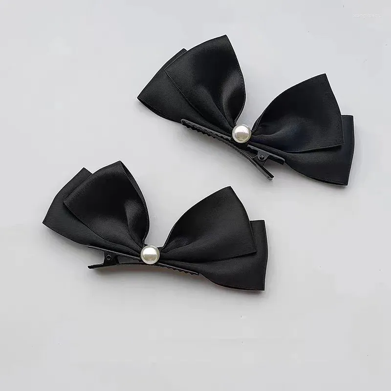 Accessoires pour cheveux 1 pièce, pince à bec de canard, Barrettes à nœud papillon blanc et noir, épingle à cheveux féminine, coiffure de mariée