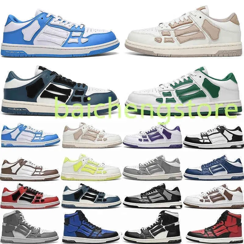 Diseñador Hombres Zapatos atléticos Skelet Bones Runner Mujeres Hombres Zapatos Zapatillas retro Skel Top Bajo Cuero genuino Entrenador con cordones Zapatos de baloncesto Zapato de cuero L5