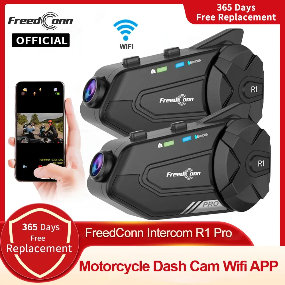 Portable S ers FreedConn R1 Pro Bluetooth Motor STORTERCELE HELLEMT HELDSET GROUP S ER ER WIFI APP MOTERSION CAM MOTO AUTO DVR 231216