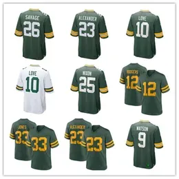 Football Jersey ''Packers''custom 9 Christian Watson 12 Aaron Rodgers 33 Aaron Jones 28 AJ Dillon 10 Love 18 Randall Cobb 7 Quay Walker 4 Brett Favre