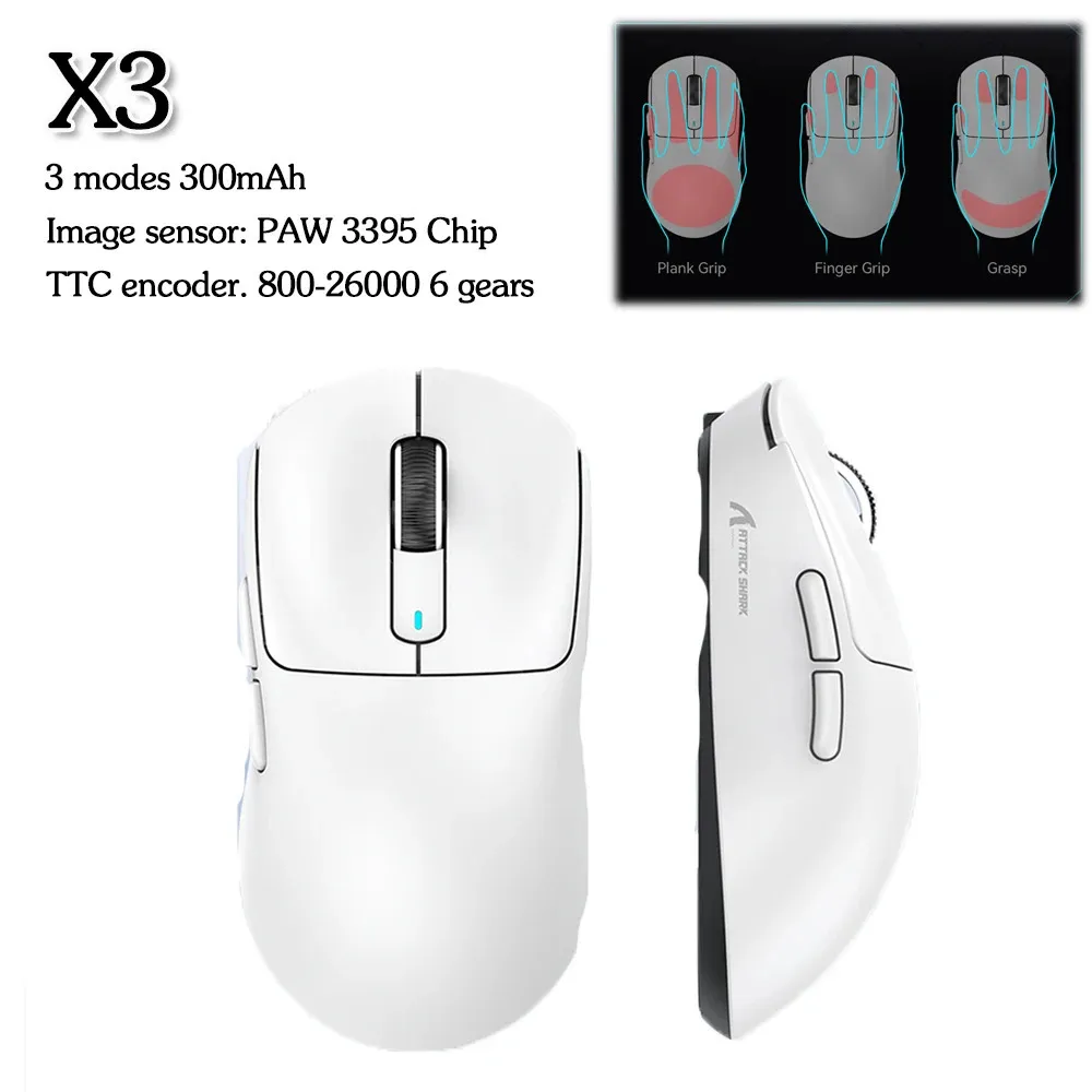 Mice Attack Shark X6 2 4G Receiver Optical Mouse Wireless Gaming 26000DPI  PAW3395 Bluetooth Compatible For MacBook Laptop 231216 From 15,89 €