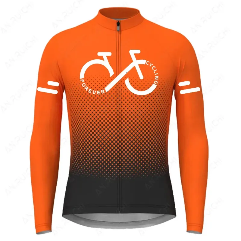 Hauts de chemise de cyclisme série de couleurs dégradées maillot de cyclisme été hommes à manches longues chemises de cyclisme hauts de vélo vêtements de vélo de route à séchage rapide 231216