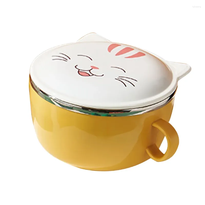 Bowls Ceramic Ramen Bowl Instant Noodle Rice Holder Insulation Cute Heat-resistant Cartoon Storage Child