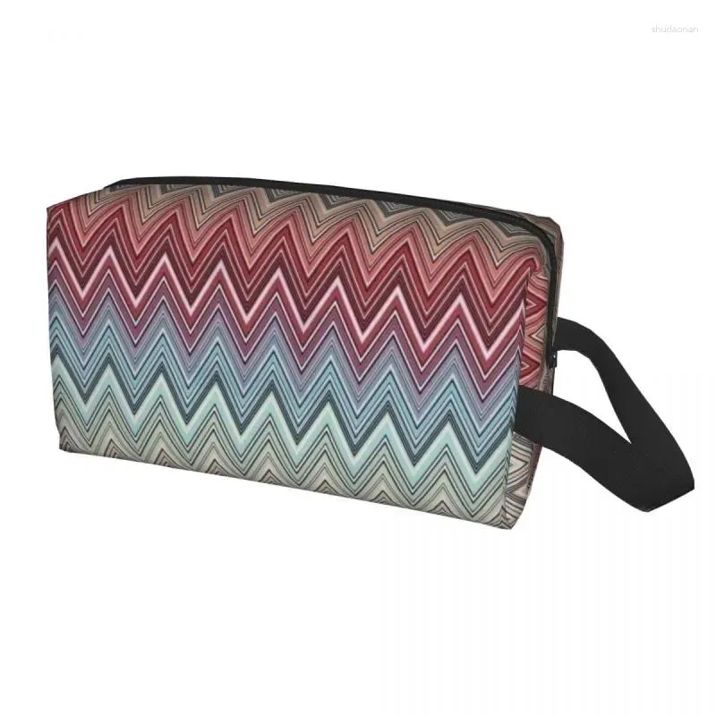 Borse per cosmetici Moda multicolore a zigzag da viaggio da toilette da donna Borsa per trucco Boho Chic Kit Dopp per riporre la bellezza