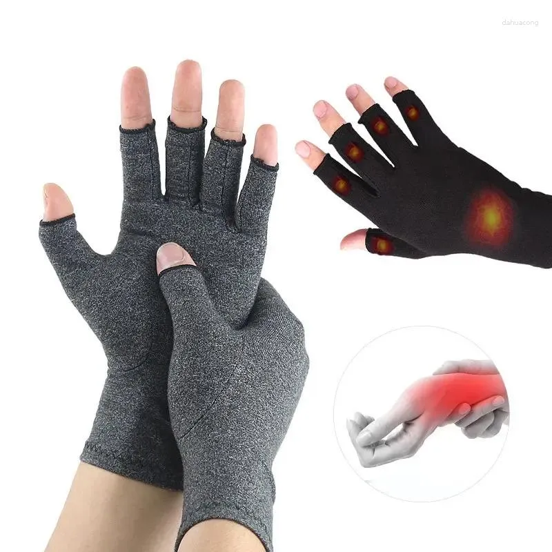 Cykelhandskar 1Pair Vinterkomprimering Artrit Rehabilitering Fingerfri Anti Therapy Wrist Support Arvband