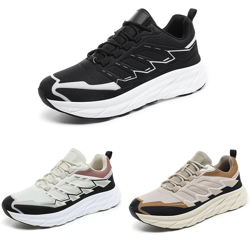 Hot Sale Men Running Shoes Flat Breathable Anti-Slip Black Cream-Coloured Mens Trainers Sports Sneakers Size 40-44