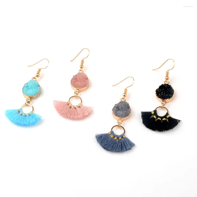 Dangle Earrings Exquisite Long Tassel For Women Black Pink Red Resin Crystal Drop Jewelry Wholesale