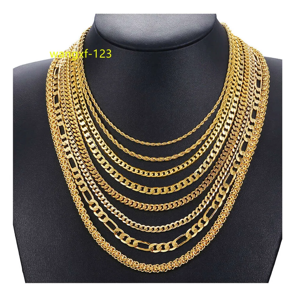 Wholesale High quality 925 Silver 18K 14K Chain Necklace Jewelry HipHop Colar Cuban Cadena Kolye Gold Plated Chain For Women Men