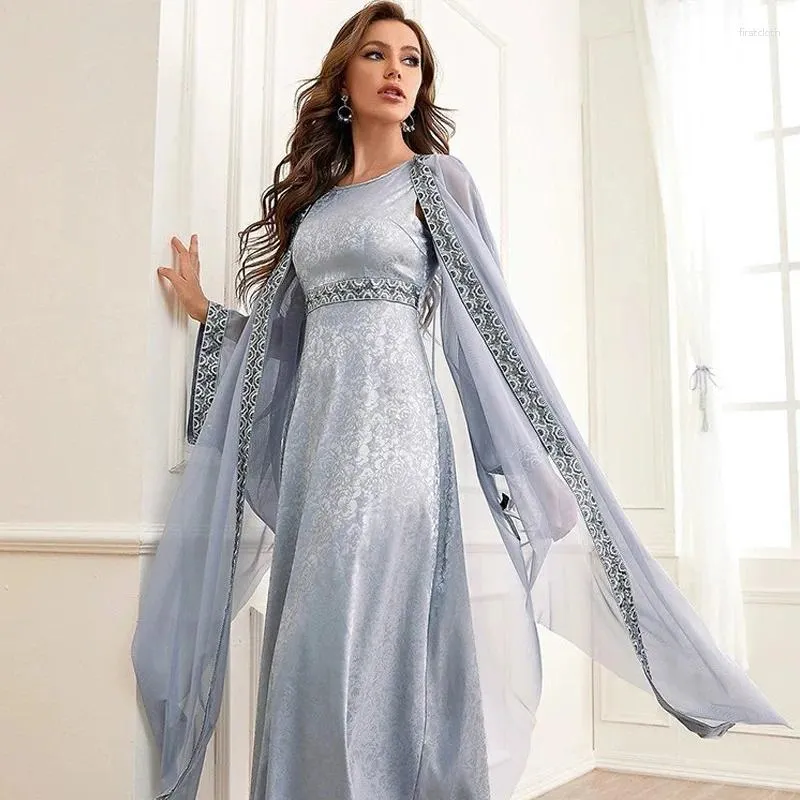 Ethnische Kleidung Eid Ramadan Muslimische Frauen Stickerei 2 Stück Offene Abaya Kimono Innenkleider Set Türkei Arabisch Kaftan Kleid Dubai Jalabiya