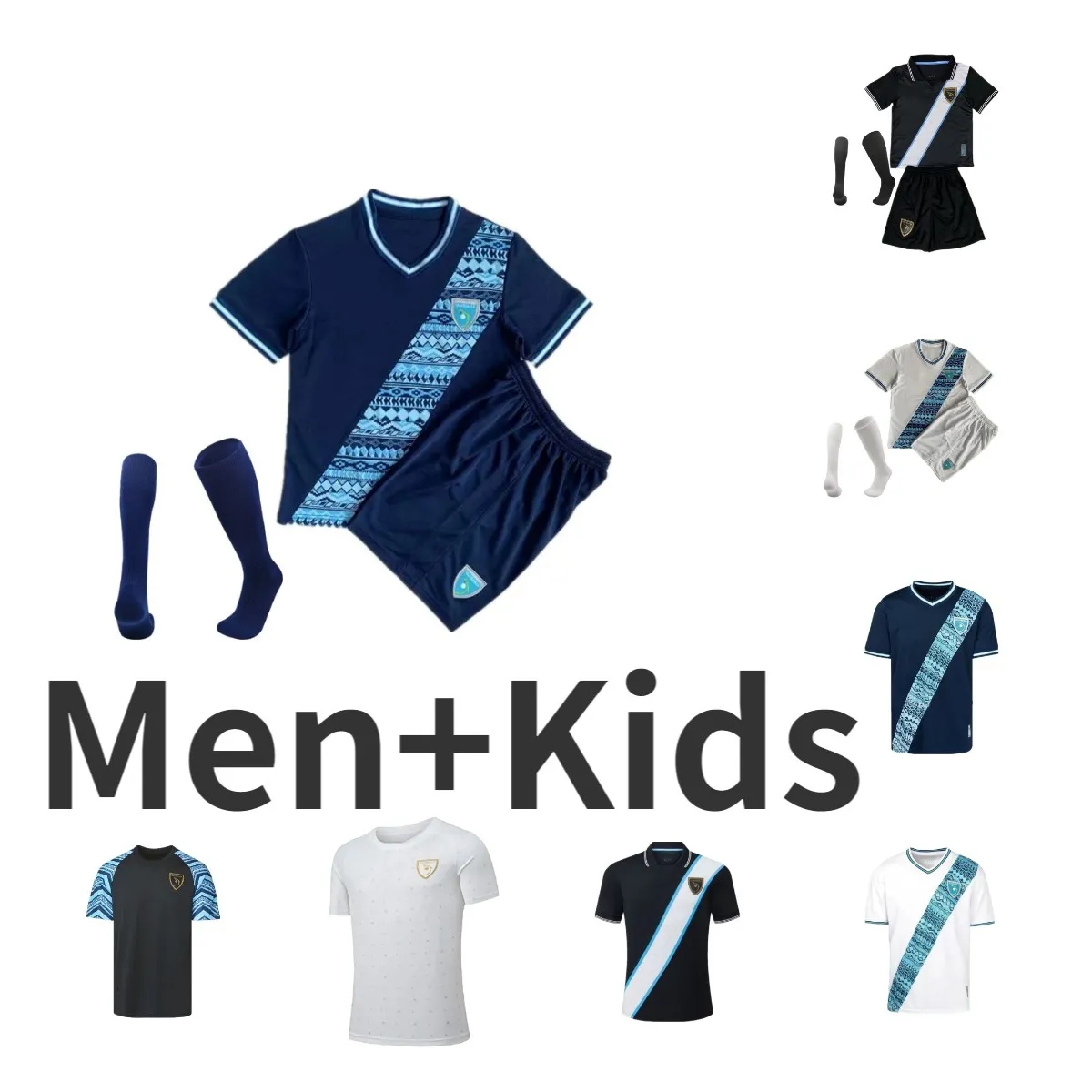 2023 2024 Guatemala Nationalmannschaft Herren-Fußballtrikots 23 24 LOM CEBALLOS PELEG OSCAR SANTIS Heim Weiß Auswärts Blau 3. RUBIN Fußballtrikot Kinder Männer Kinder Uniform oben