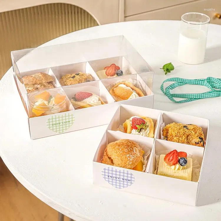 Present Wrap Cupcake Boxes för 4 6 med tydliga fönstermuffinscontainer eller förpackningsbox Kit Chocolate Truffles Cake Pops efterrätt