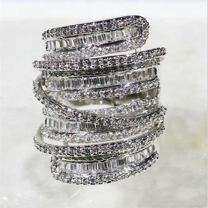 Oszałamiający Choucong unikalny desgin luksusowa biżuteria księżniczka kroisz biały topaz cz diament słodki szeroki 925 srebrny srebrny Wesder COO265I