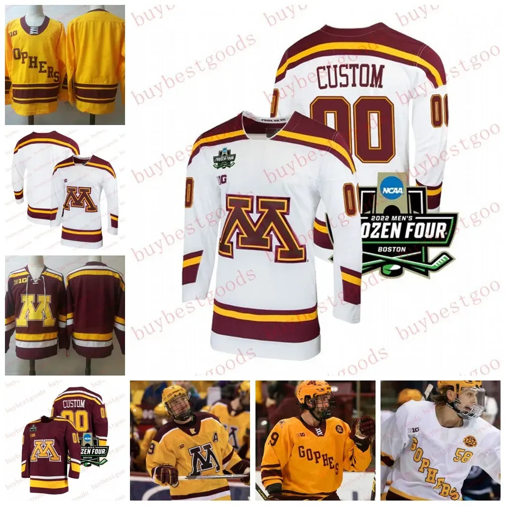 Хоккейные майки Custom Minnesota Golden Gophers Хоккейная майка 2 Джексон ЛаКомб Брок Фабер Райан Джонсон Джексон Нельсон Джимми Снаггеруд Мэтью