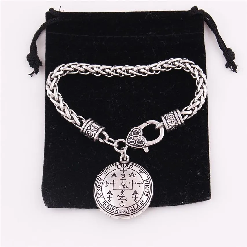Religions Style Viking Salomon blé chaîne Bracelet Rune Sigils archange URIEL charme pendentif amulette Talisman Drop333v
