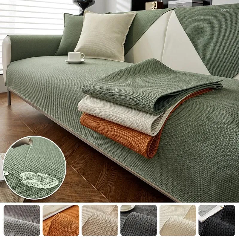 Stol täcker våffla vattentät soffa soffa för vardagsrum modernt slipcover täcker icke-halkdyna heminredning
