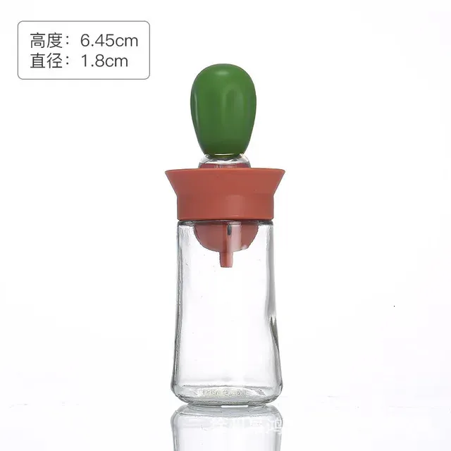 delr Bottiglia dispenser di olio con spazzola per barbecue, bottiglia di olio d'oliva 2 in 1 in vetro, bottiglia contagocce in silicone per misurare distributori di olio per cucinare, cuocere