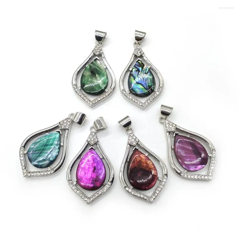 Pendant Necklaces Natural Abalone Shell Necklace Teardrop Shape Fashion Charms Women Jewelry Zinc Alloy Accessory