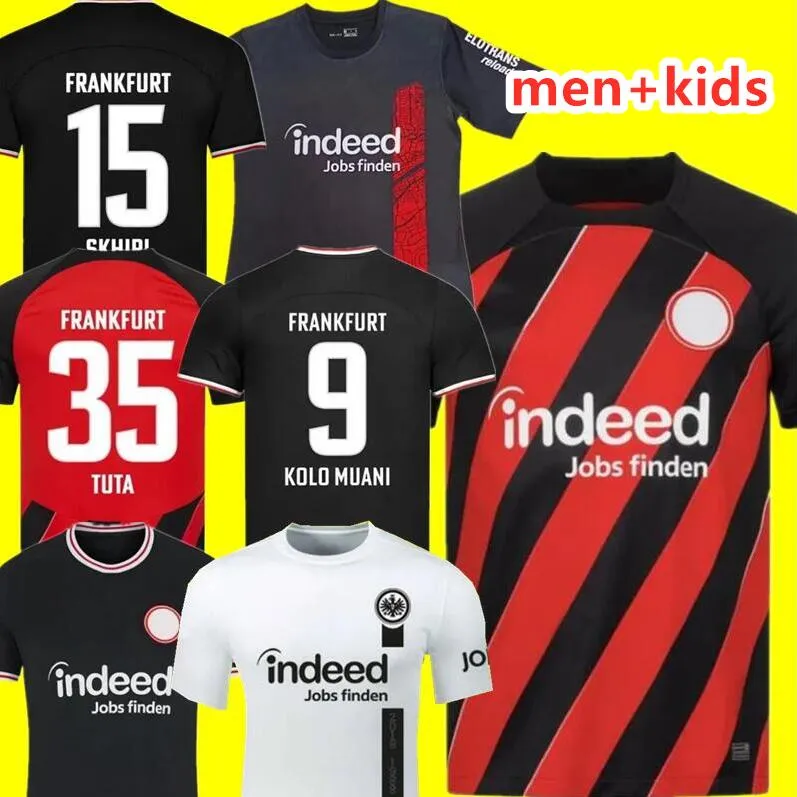 23 24 Eintracht Frankfurt Fußballtrikots M.GOTZE CHAIBI RODE SOW KNAUFF NGANKAM AARONSON TUTA BORRE MARMOUSH NGANKAM SKHIRI 2023 Herren-Kinder-Fußballtrikot