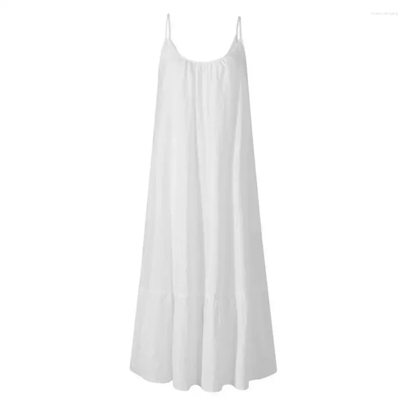 Casual Dresses Ladies Dress Sleeveless Simple Low Round Neck