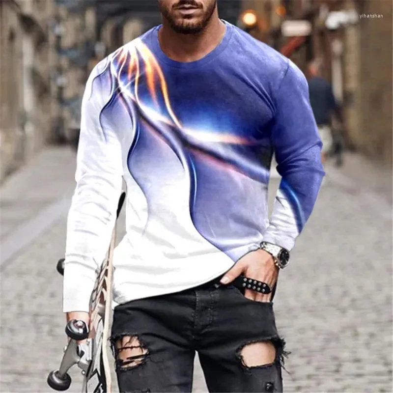 T-shirt da uomo Tie-dye 3D T-shirt moda uomo Manica lunga Abbigliamento ampio T-shirt uomo oversize Stampa sfumata Street Hip Hop T-shirt grande 6XL