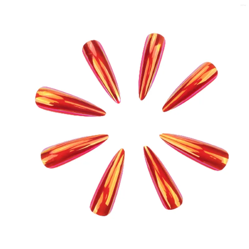 Unghie finte rosse lucide lunghe artificiali leggere e affascinanti finte per la decorazione di nail art