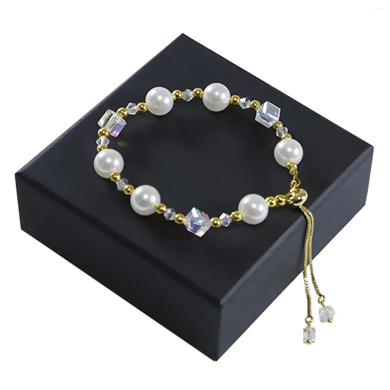 Strand Dainty Silver Pearl Crystal for Women Plated Bead Pärlor Guldarmband Trendiga smycken
