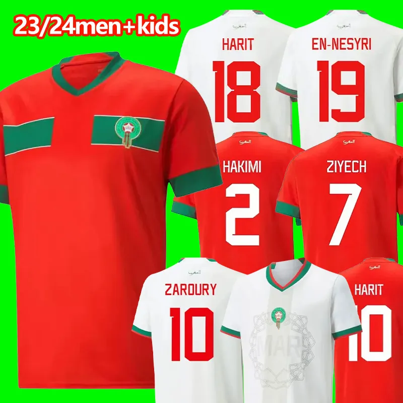 2023 모로코 축구 유니폼 22/23/24 Maillot de Foot Ziyech Boutaib Camiseta de Futbol Boussoufa El Ahmadi 국가 팀 축구 셔츠 S-2XL