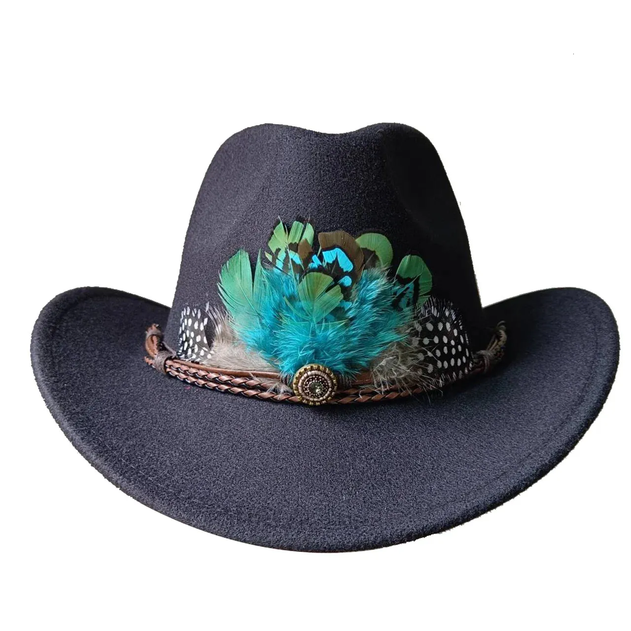 Beanie Skull Caps Western Cowboy Hat Curled Couple Sombrero Hombre Jazz  Fedora Band Cow Men And Women 231216 From Jiao06, $8.79