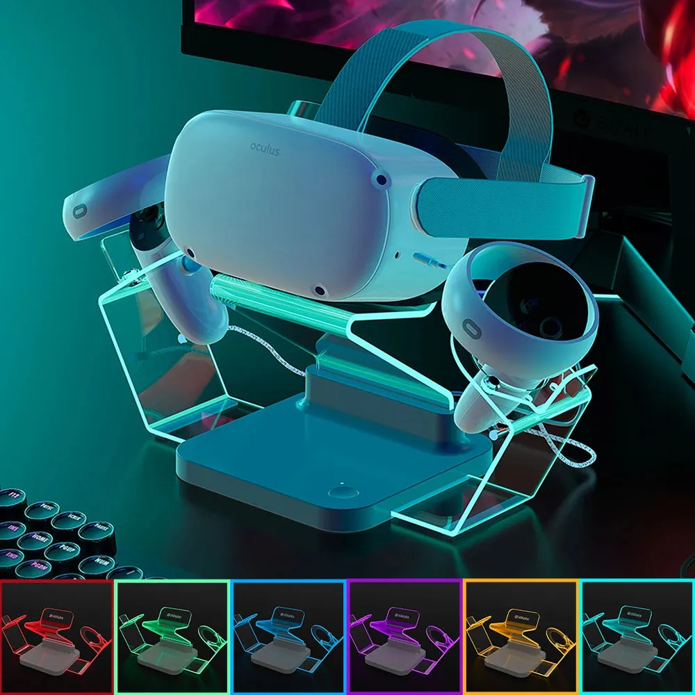 VR AR -enheter för Oculus Quest 2 Magnetisk laddningsdockstation Controller Charger Holder Base VR Glasögon Display Standset Tillbehör 231216