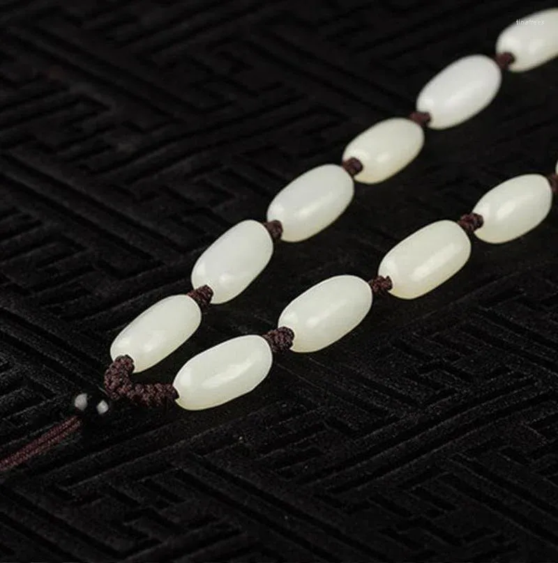 Chains Selling Hand Woven White Jade Necklace Natural Beads Jewellery Fashion Accessories Men Women Sweater Chain