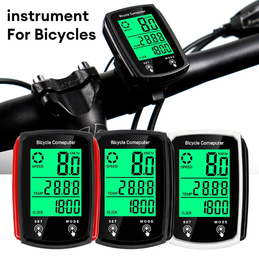 Bike Computers Bike Computer Wireless Bicycle Speedometer Bike Odometer Cycling Multi Function Waterproof 3 Line Display with Backlight 231216