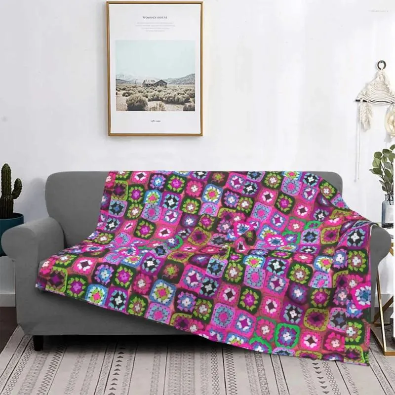 Coperte Coperta all'uncinetto Granny Square Copriletto vintage Letto Plaid Divano Estate per i nati