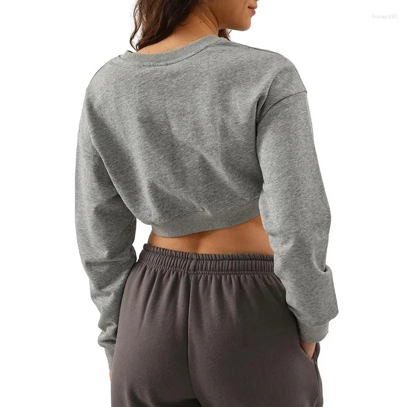 Women's Cropped Hoodie Casual Workout Crop Sweatshirt Tops Long