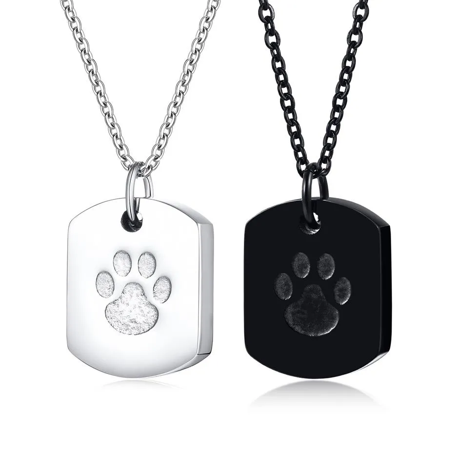 Dog Tag Cremation Urn Necklace in Stainless Steel Dog Paw Pendants Urn Jewelry Urns for Pet Ashes204s