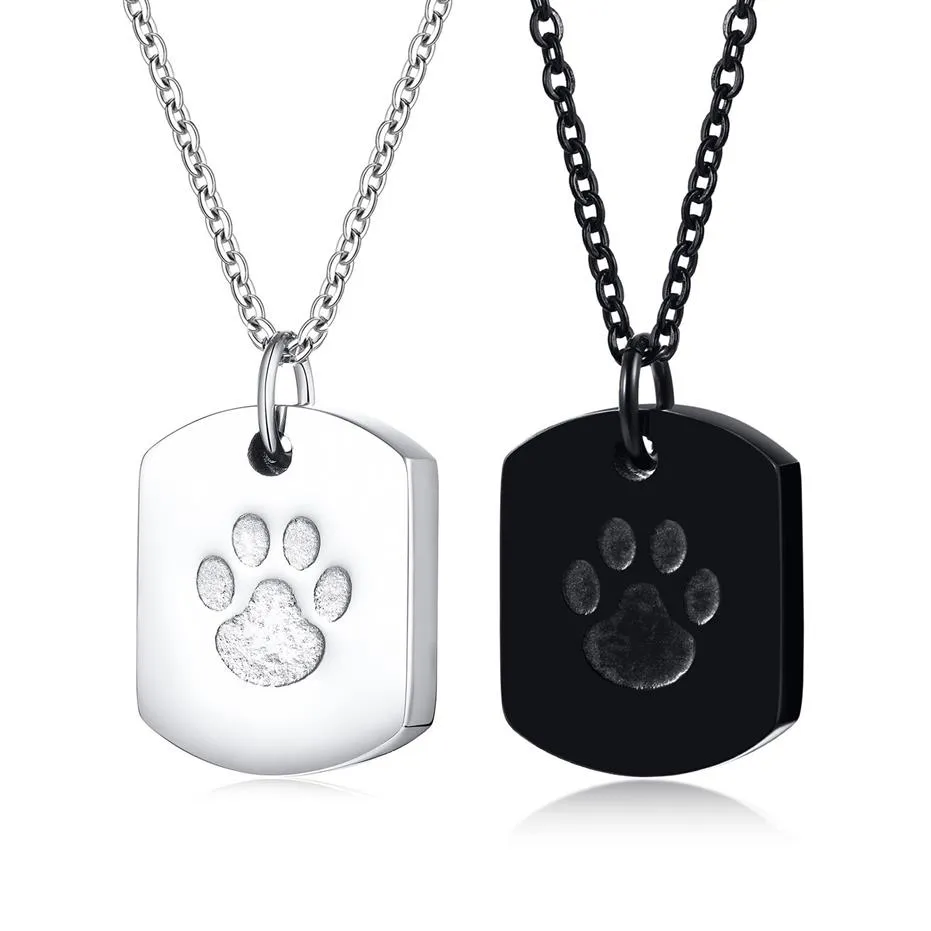 Collier d'urne de crémation d'étiquette de chien en acier inoxydable, pendentifs de patte de chien, bijoux d'urne pour cendres d'animaux de compagnie 204s