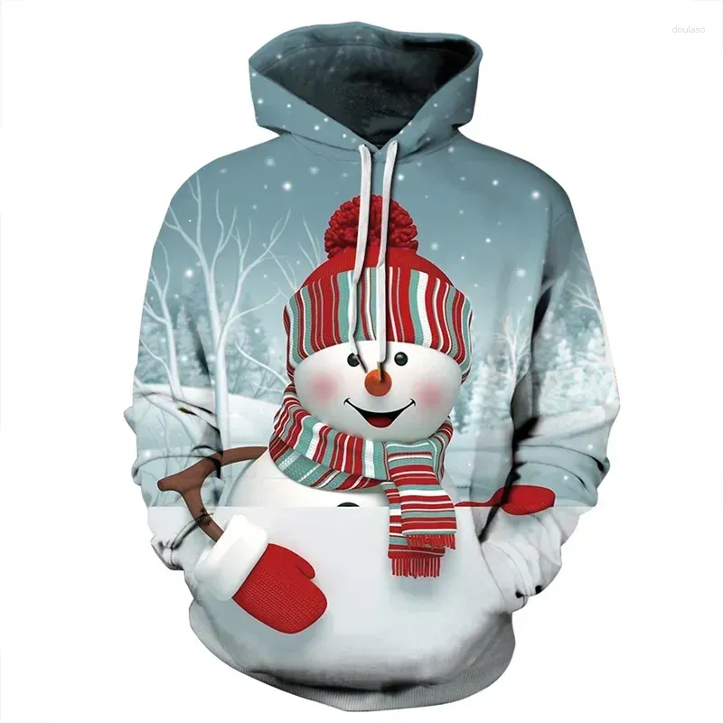 Erkek Hoodies Noel Baba Erkekler için 3D Baskılı Noel Kardan Adam Grafik Kadın Giyim Trend Kişilik Hoodie Çocuk Sweatshirt