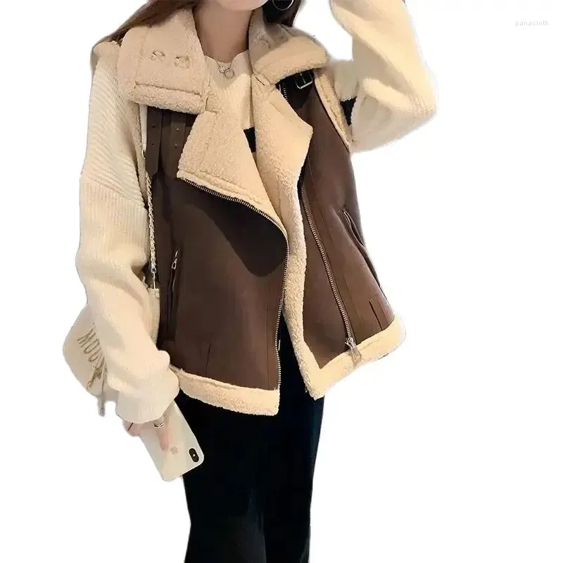 여성용 모피 캐주얼 가죽 통합 조끼 여성 가을 ​​겨울 재킷 코트 2023 민소매 양고기 소녀와 시트 코트 61