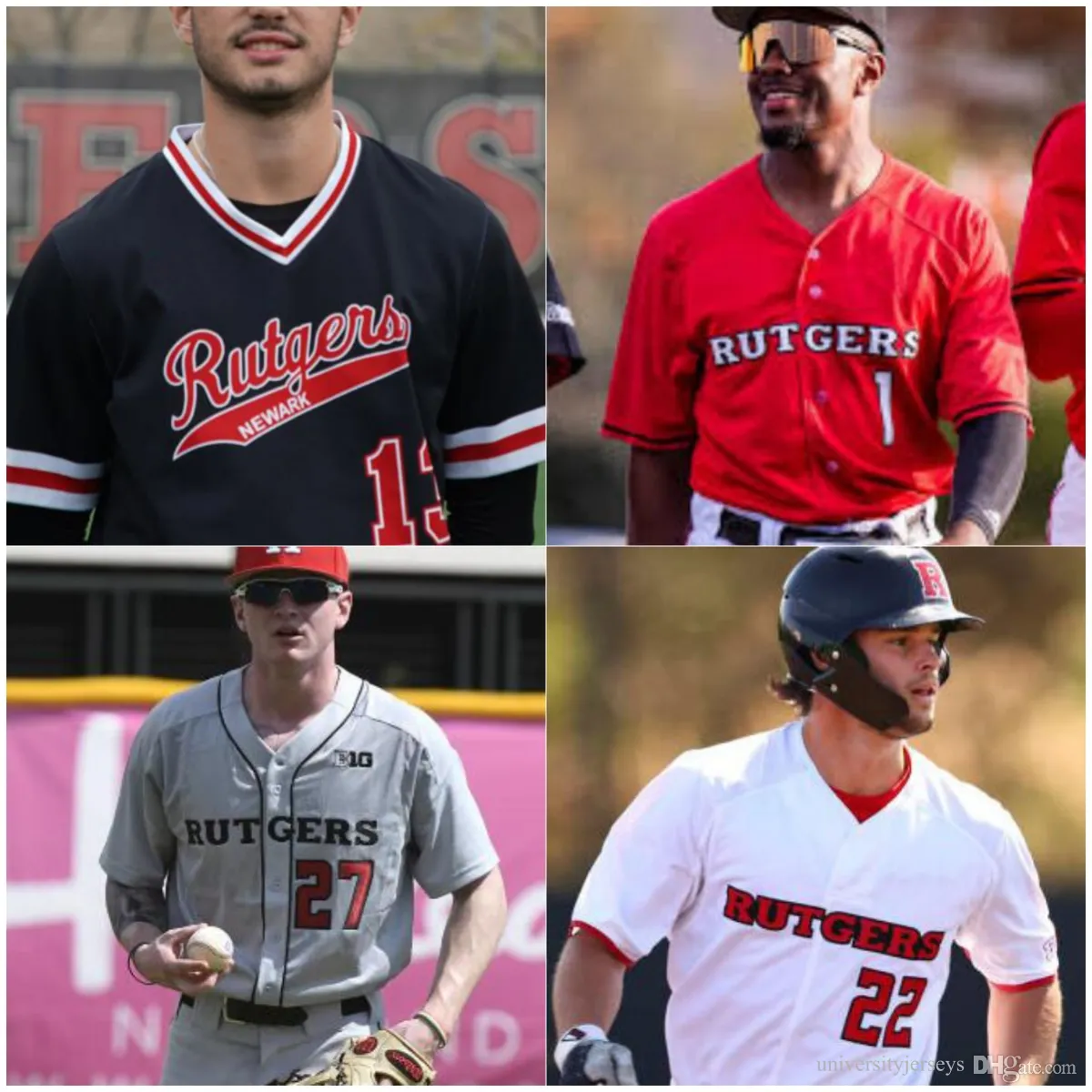 College Rutgers Scarlet Knights honkbalshirt Ethan Bowen Pete Ciuffreda Trevor Cohen Christian Coppola Joey DeChiaro Ty Doucette Pete Durocher