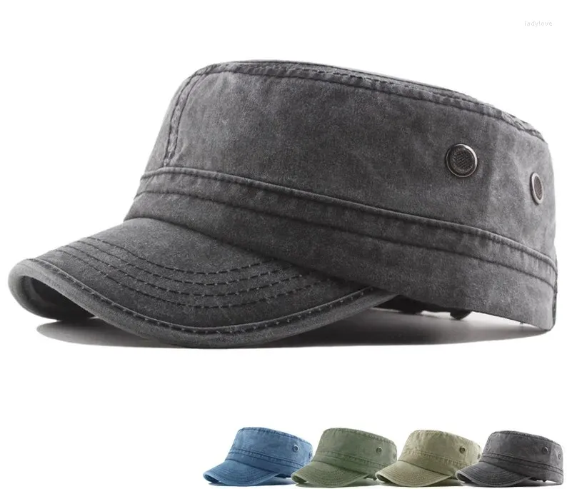 Berets Summer Military Cap Spring Mężczyźni Kobiety z bawełny moda moda płaski baseballowy kapelusz armii z regulowaną otworem powietrznym