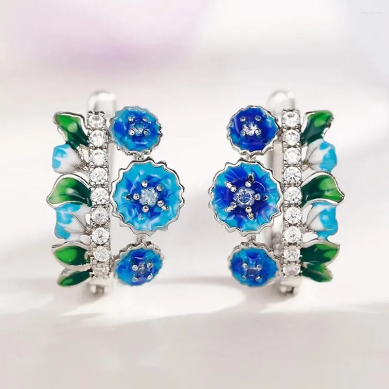 Pendientes colgantes 2023 y hermosos aros azules de la gloria de la mañana para mujer diseño Ly esmalte regalos únicos joyería de lujo