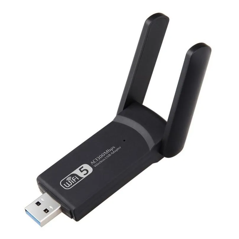 Network Adapters Usb 3.0 Wifi Adapter 1300Mbps Dual Band 5G/2.4G Wireless For Desktop Laptop Pc Dongle Drop Delivery Computers Network Otxep