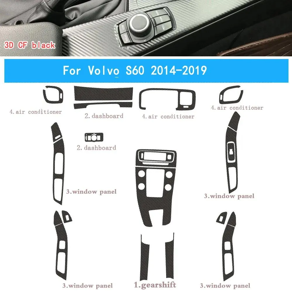 볼보 S60 20142019 내부 ​​자동차 자동차 스티어링 휠 카본 섬유 스티커 데칼 자동차 스타일링 액세서리 스티커